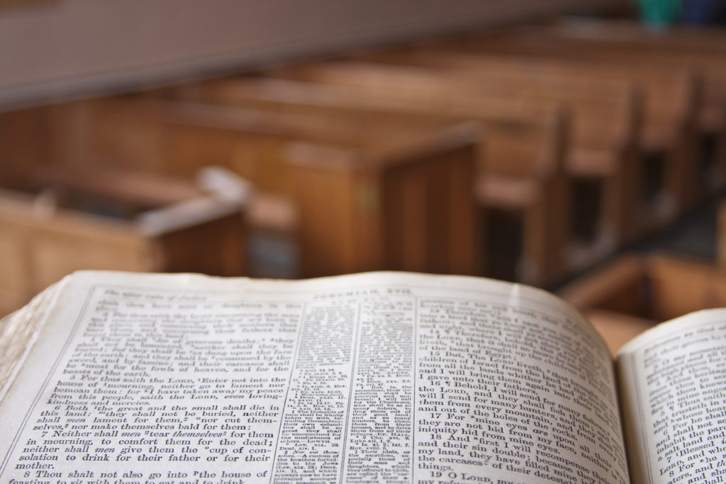 Open Bible in a church building - Memphis School of Preaching MSOP